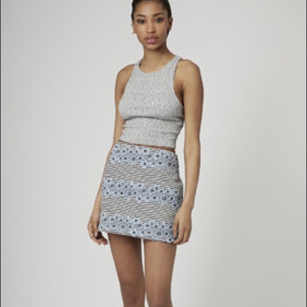 Topshop Striped Floral Pelmet Skirt